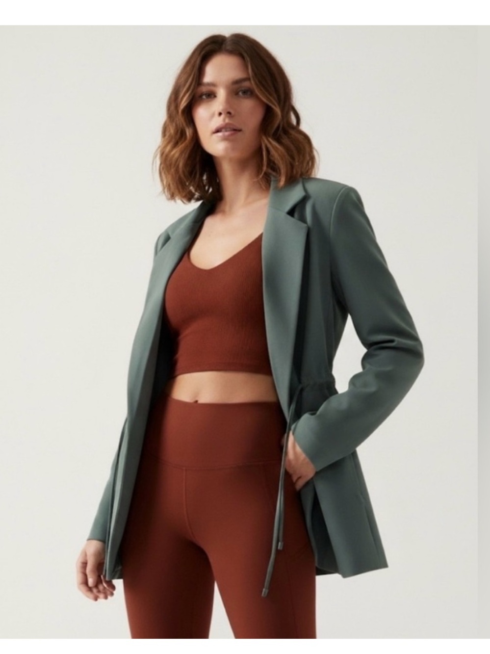 Athleta Endless Blazer Primatwill Smoke Green Women's Size 4